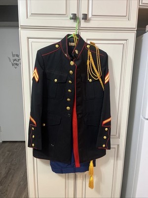 US Marines USMC Dress Blue Uniform Men Jacket, Pants , Tassels &Pins.Col.Swartz