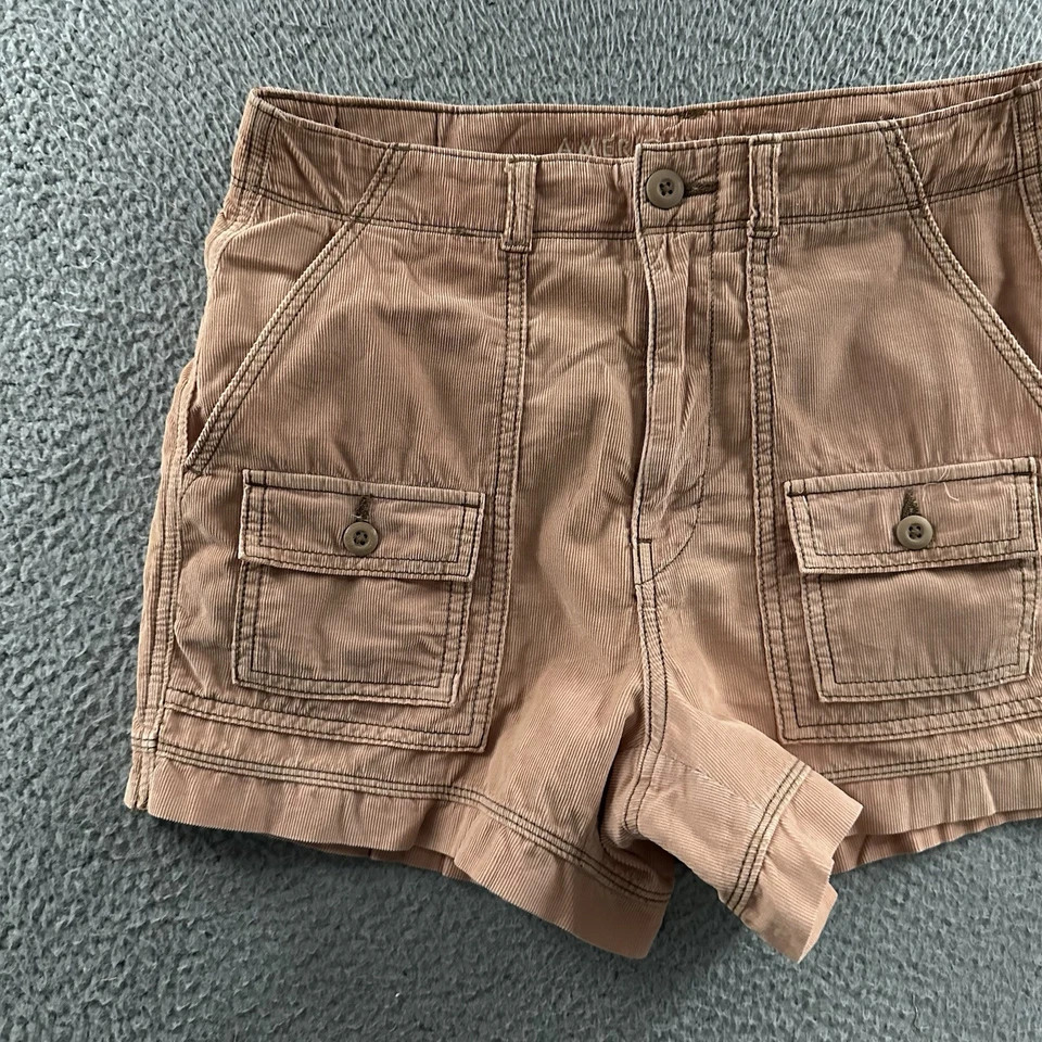 Shorts feminino American Eagle rosa tamanho 6 cintura mais alta anos 90 namorado 100% algodão - Imagem 2 de 4