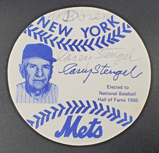 Casey Stengel handsigned baseball promo card, To Doren