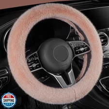 LACDL Fuzzy Winter Steering Wheel Covers for Women, Warm Cute Fluffy Car Whee