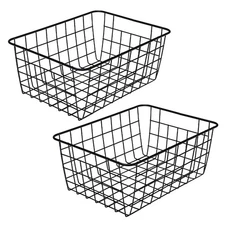 Black Wire Storage Baskets, Metal Household Storage Organizer for Kitchen，Pan...