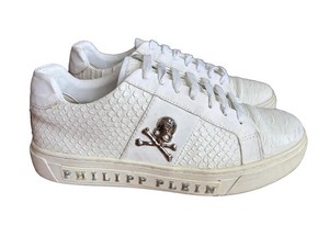 Philipp Plein Leather Low Top Sneakers Skulls White Size 44 Philipp Plein Skull & Bones Low-Top Sneakers In White - 60  main image 4