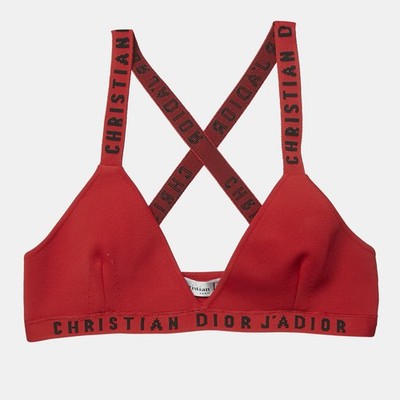 Christian Dior Red Logo Knit Bralette Top XS | eBay