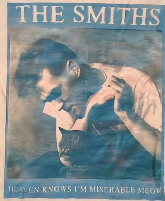 THE SMITHS Heaven Knows I'm Miserable Meow T-shirt morrissey Black Cat Large L