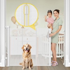 Reinforced 42 Extra Tall Retractable Dog Gate for Doorways 60 Wide Mesh Bab...