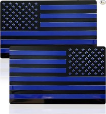 2PC 3D Metal USA Flag Emblem and Sticker, American Flag Car Decal, 3D Blue