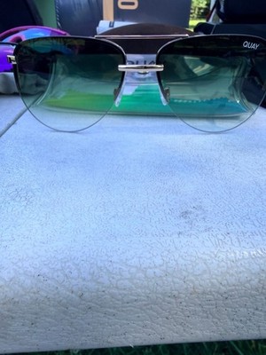 Quay The Playa Gold Aviator Blue Green Gradient Sunglasses