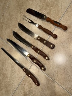 Lot Of 6 Vintage Cutco Knives Wood handles Mix Made USA Chief Collecting Look Pc
