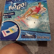 Full Size Inflatable 65" Pool Kool Lounge Float w/Back Arm Rest H2O GO