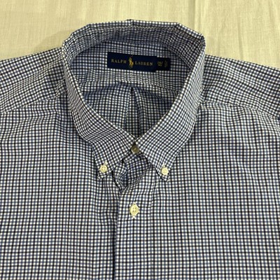 Ralph Lauren Men s 2Xlt Dress Shirt Blue Chequered Long Sleeve Button Dwn Euc