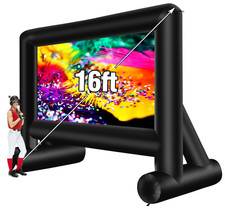 16FT Inflatable Projector Screen, 16:9 Outdoor Movie Screen w/ Blower, Carry Bag