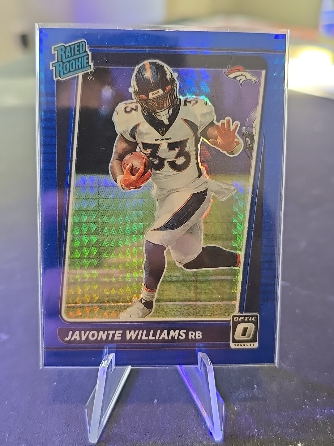 2021 Panini Donruss Optic - Rated Rookie Javonte Williams #215 Blue Hyper Prizm
