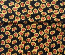 Yellow Flowers on Black Fabric - 100 Cotton  127 