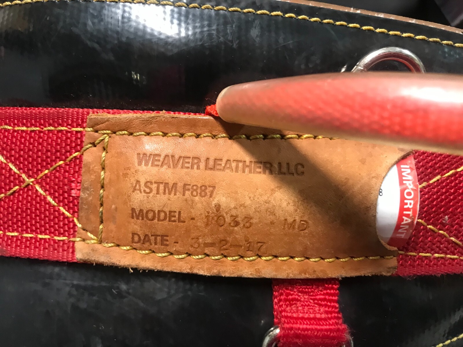 Weaver Leather LLC. Sling Saddle Belt ASTM F887 Model 1033 MD TREE
