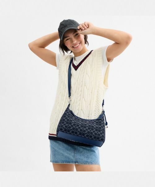 Coach Juliet Signature Denim Deep Blue Multi Shoulder Bag CAM24 Women New Outlet