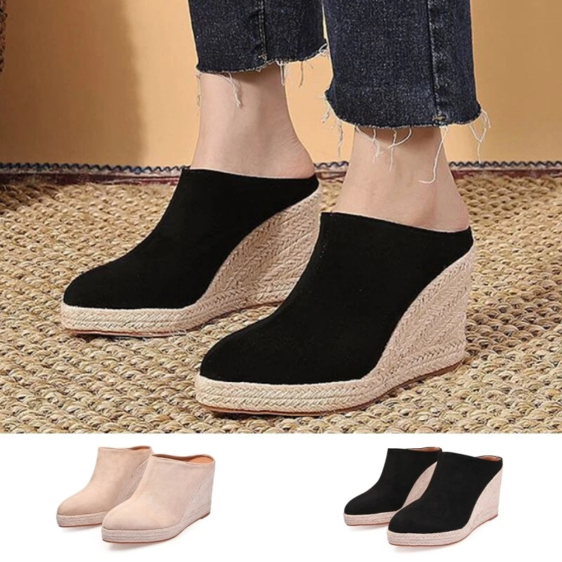 Womens Comfort Closed Toe Wedge Sandals Ladies Outdoor Lightweight Slip On Pumps
