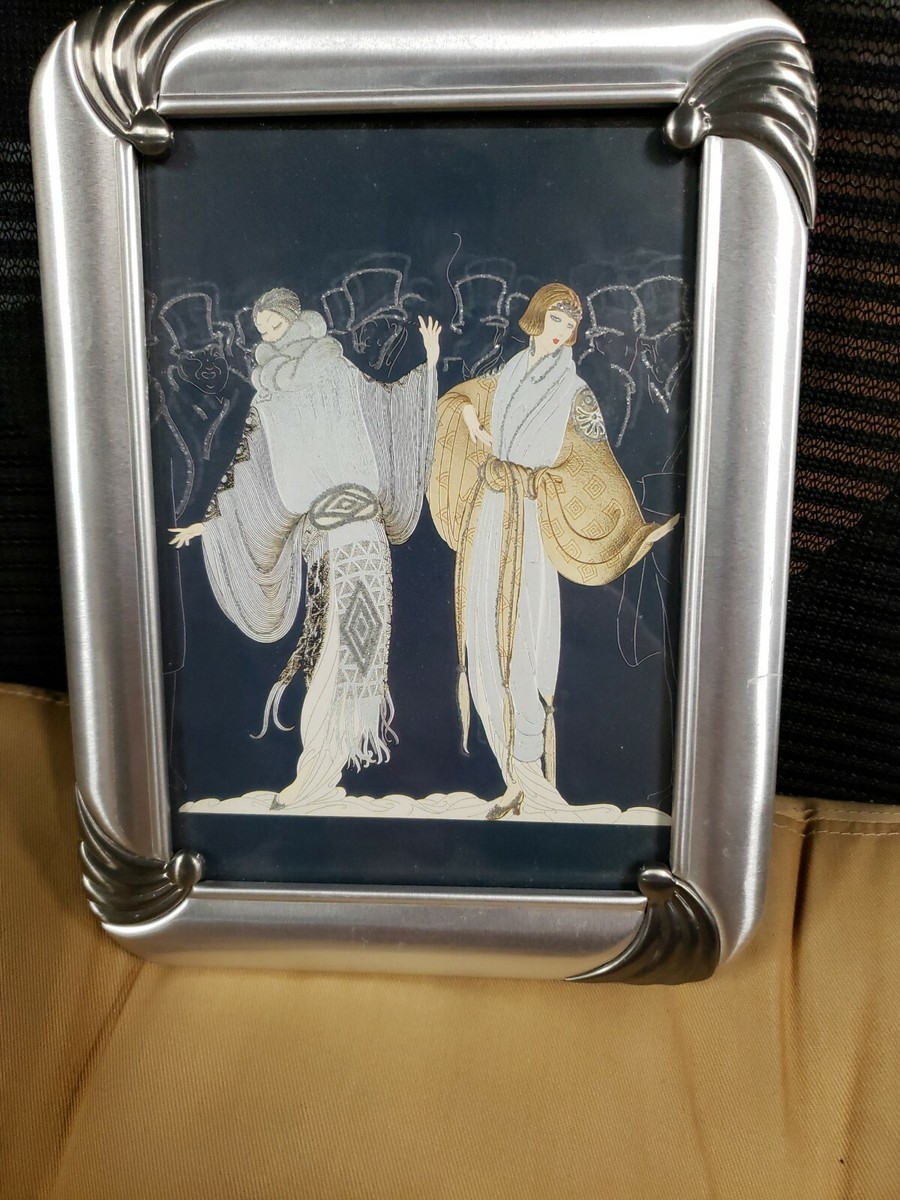 RARE Framed Erte Opening Night Glitter Art Blank Greeting Card