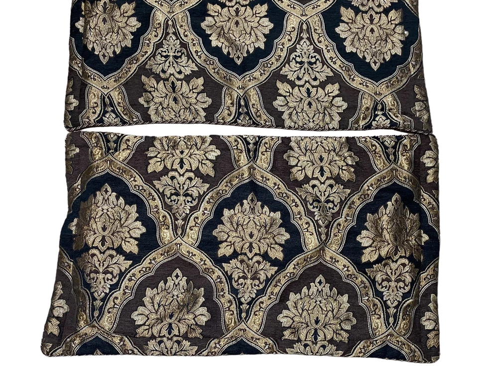 J. Queen New York Meridian King Pillow Sham Set Gold Black Tapestry - Image 3 of 4