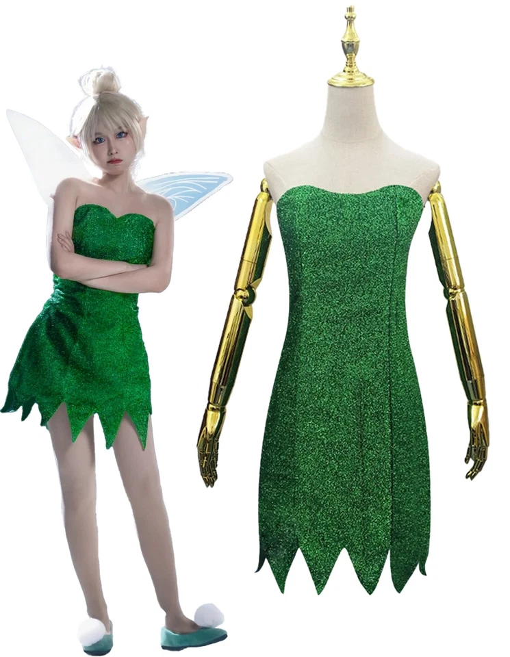 Disfraz de Campanilla Cosplay Pixie Hada Verde Vestido Conjunto Foto 4 de 4