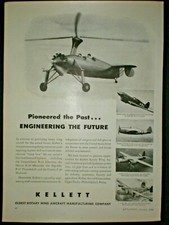 1943 PAST &  FUTURE ROTARY WING AIRPLANE PLANE WWII KELLETT vtg Trade print ad