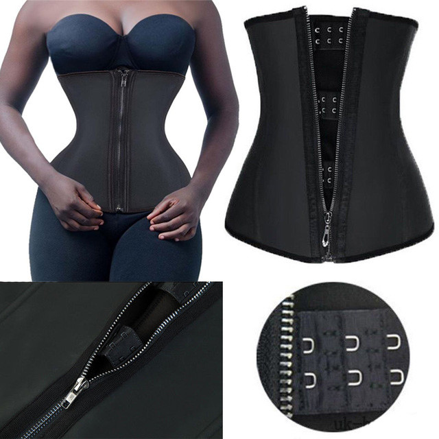 Latex Hook And Zip Waist Trainer Women LATEX Rubber Zip Waist