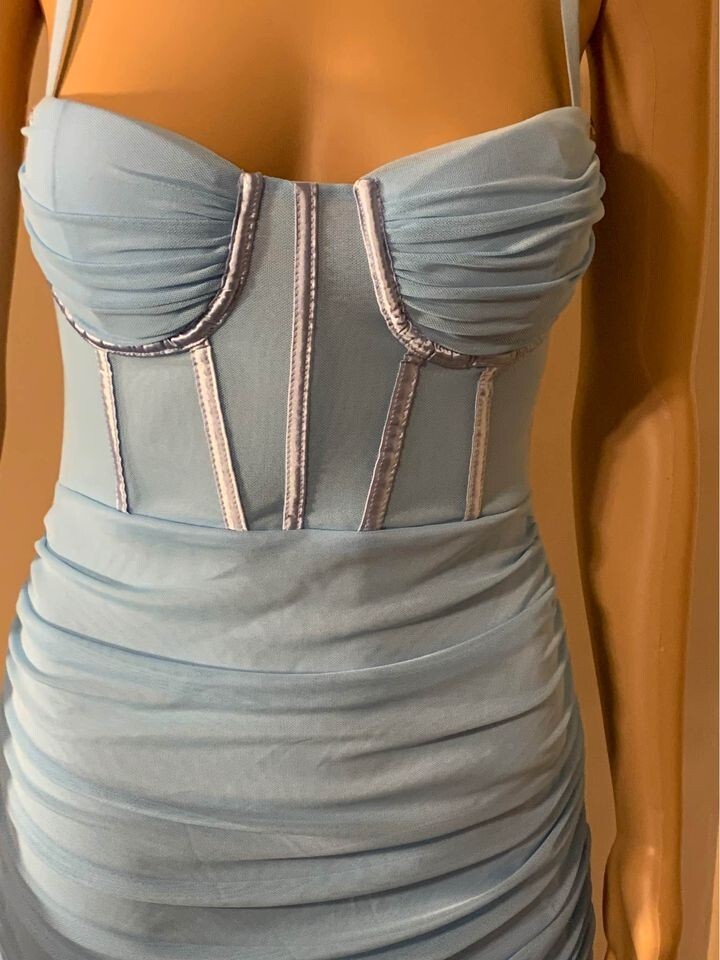 light blue babydoll mini dress Light Tencel Dnim Flowy Babydoll Mini Dress