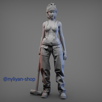 1/24 1/35 Unassembled Unpainted Resin Hammer Girl Miniature Scene Toy Model
