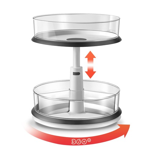 2 Tier Lazy Susan Organizer Clear Turntable for Cabinet Bathroom Countertop a...