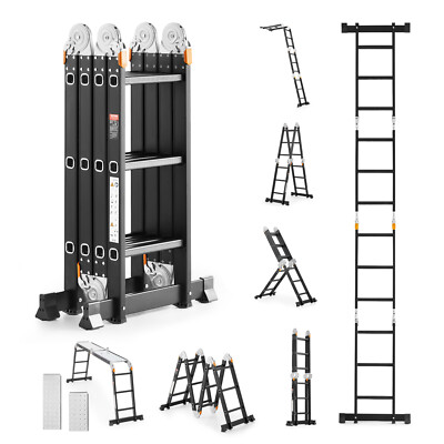 #ad Multi Purpose Folding Ladder 7 in 1 3 Step 12ft with Scaffolding Plank $105.99