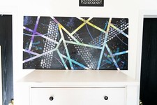 Colorful Original Abstract Painting Outsider Art by Tripp 48" x 24" x 3/4"