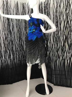 ROBERTO CAVALLI $1715 BRAND NEW Gorgeous Ultramarine Blue Silk Dress It 44