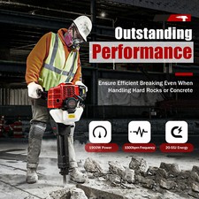 Gas Demolition Jack Hammer Concrete Breaker 1900W Gasoline Hammer 2*Drills