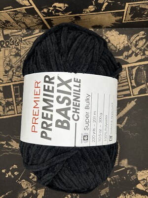 Premier Basix Chenille Yarn 220 yds / 10.5oz Super Bulky Black