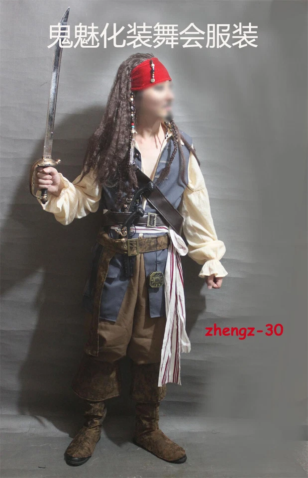 Джек Воробей костюм для взрослых пираты Карибского моря полный комплект нарядов для Хэллоуина  - Изображение 2 из 4