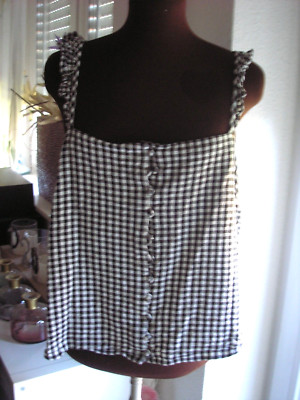 MADEWELL LONDON UK 14 wie 40 TOP GINGHAM KARO SCHWARZ WEISS SÜSSE TRÄGER WOW