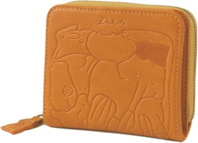み DAKOTA Bi-fold Wallet Round Zipper Leather Women's Mustard DA30190