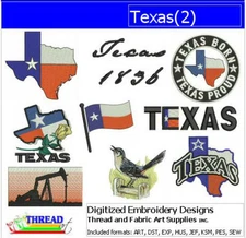 Embroidery Design Set - Texas(2) - 9  Designs - 9 Formats - USB Stick