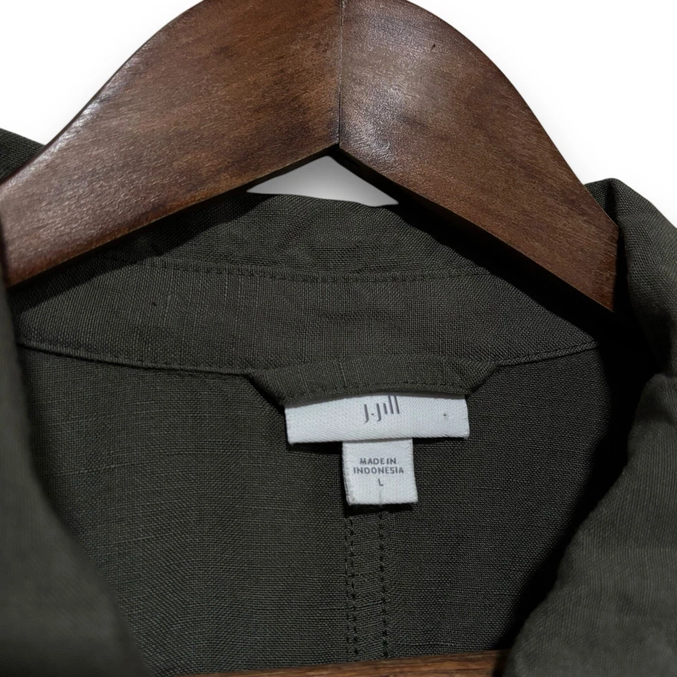 J Jill Mujer Mezcla de Lino Utilidad Abotonada Salvia Talla Grande 20 x 28 Foto 4 de 4