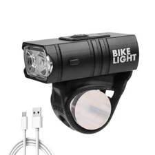 USB Rechargeable LED Bicycle Headlight Bike Front Rear Light Cycling Lamp Set