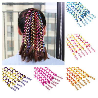6 Haar Spiralen Bunt Frisurenhilfe Braider Flechten Styling-Zubehör mit Strass