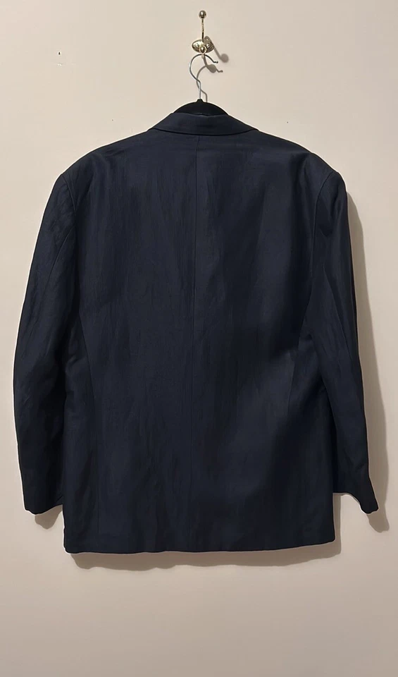 Abrigo deportivo de lino Claiborne traje chaqueta para hombre 42R azul marino profundo negocios italiano Foto 2 de 4