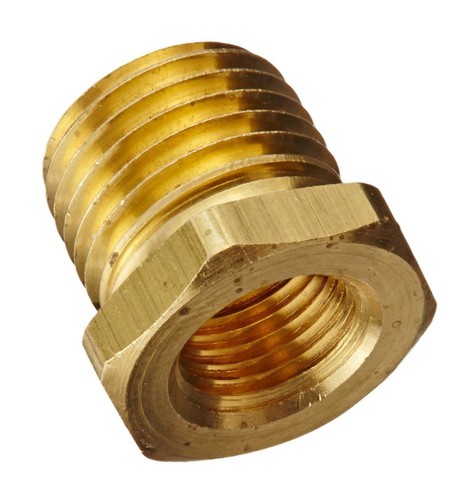 Brass Bushing Fitting Pipe NPT 3/8โ Male to 1/8โ Female Gauge Adapter