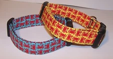 Wet Nose Designs Tiny Red Crabs Dog Collar Beach Summer Blue or Yellow