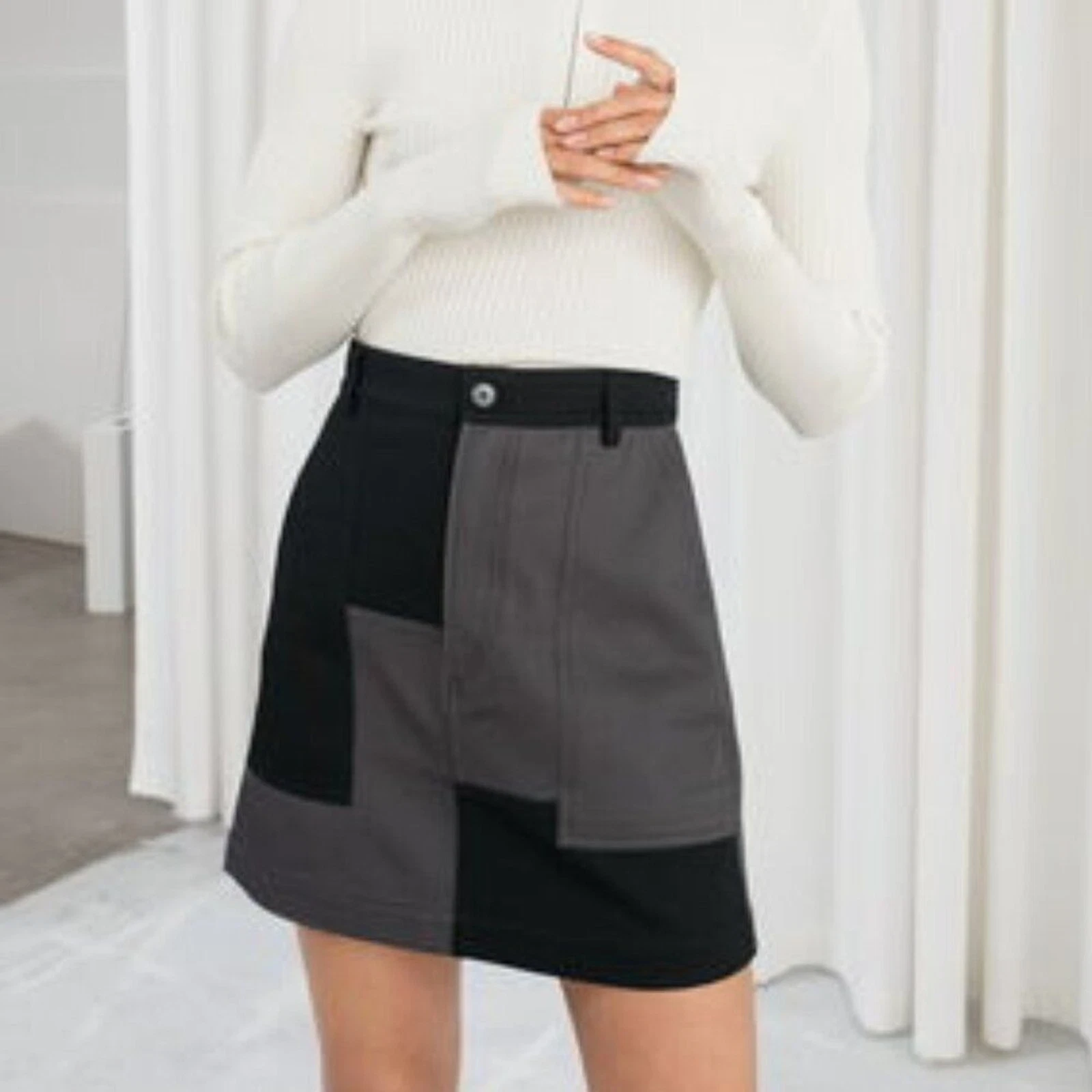 & Other Stories Patchwork Cotton Twill Mini Skirt
