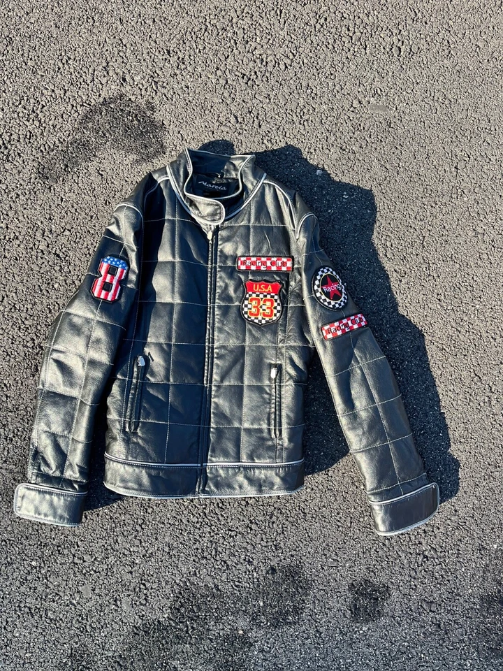 Maravillosa chaqueta italiana de cuero para moto Marcia talla pequeña Foto 2 de 3