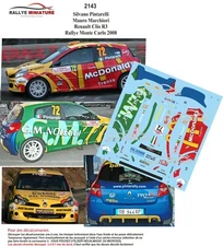 DECALS 1/43 REF 2143 RENAULT CLIO PINTARELLI RALLYE MONTE CARLO 2008 WRC RALLY
