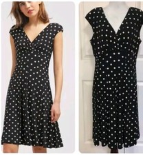 Chaps Size S Polka Dot Chaps Midi Dress Womens V Neck Boho Flowy
