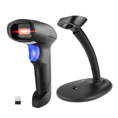 Wireless Barcode Scanner With Stand Portable Automatic Barcode Reader 2in1 2.4g