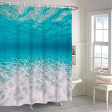 Blue Ocean Beach Underwater Sea World Polyester Shower Curtain 72x72 In