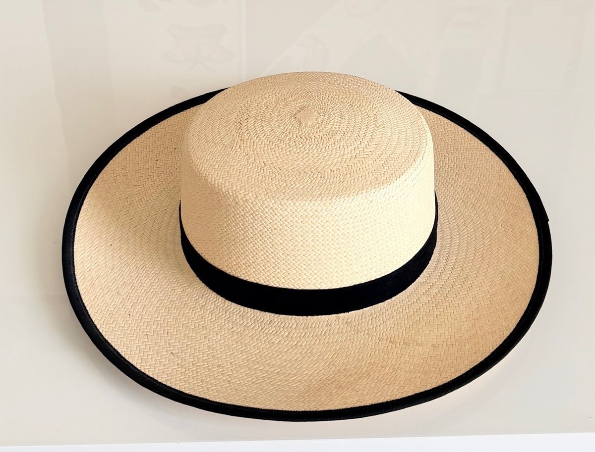 JANESSA‎ LEONE Romy Natural Womens Medium Straw Boater Hat NEW Janessa Leoné Waverly Hat - Sand – Soleil Blue main image 4